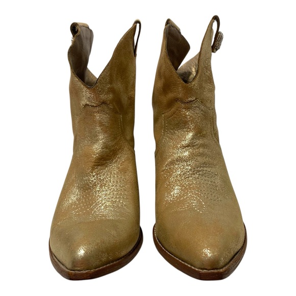 Zadig & Voltaire Gold Western Boots with Rhinestone Skull Size 9 EU 39 - Picture 4 of 13